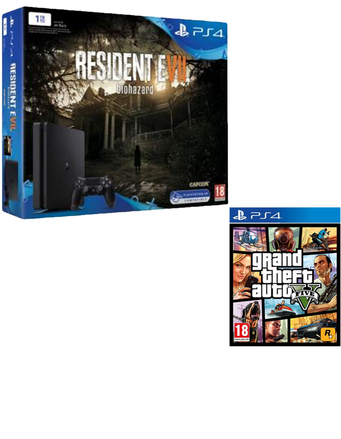 PS4 Slim 1 To Resident Evil 7 + GTA 5