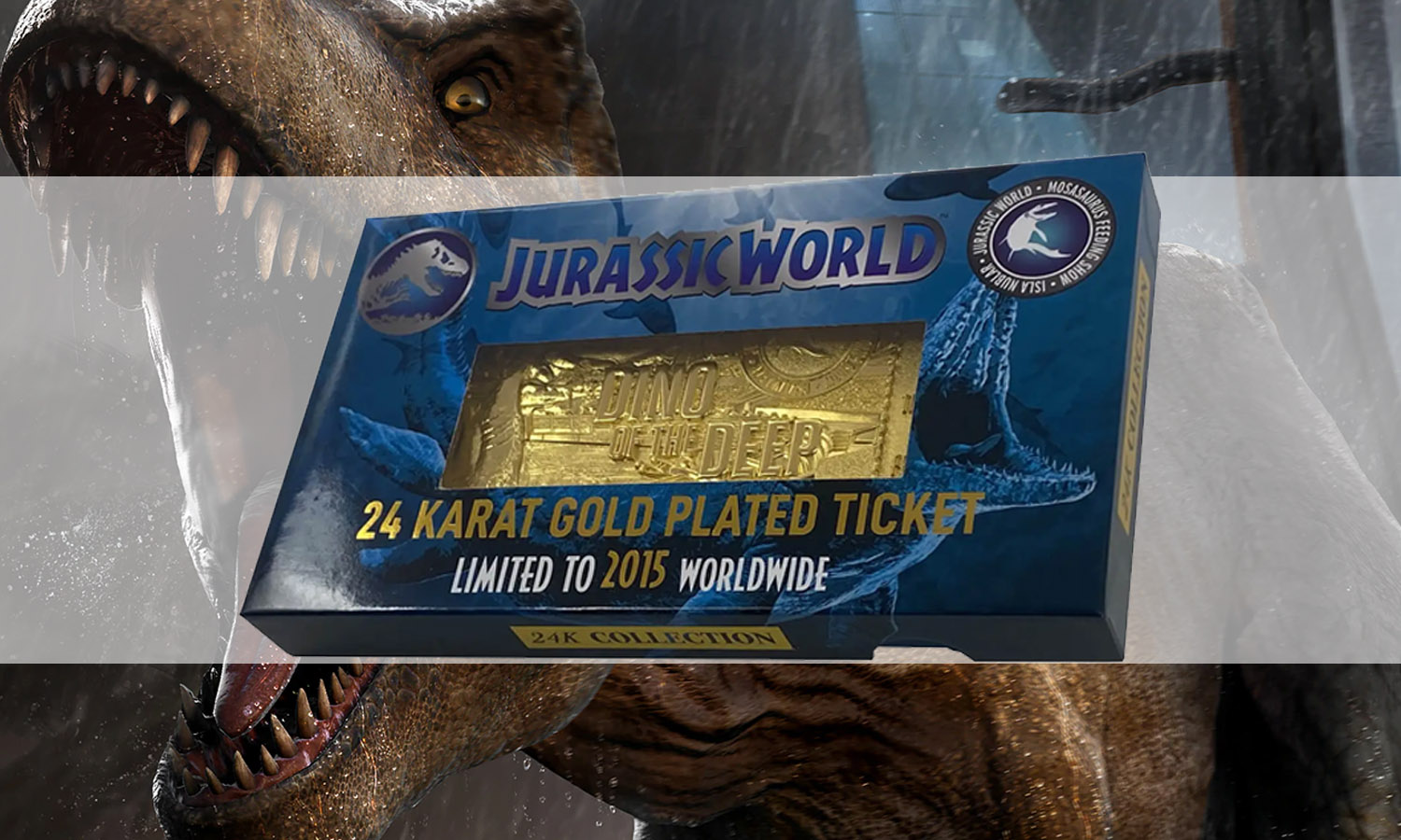 Jurassic Park Replique Ticket Mosasaurus Plaqué Or 24k visuel slider