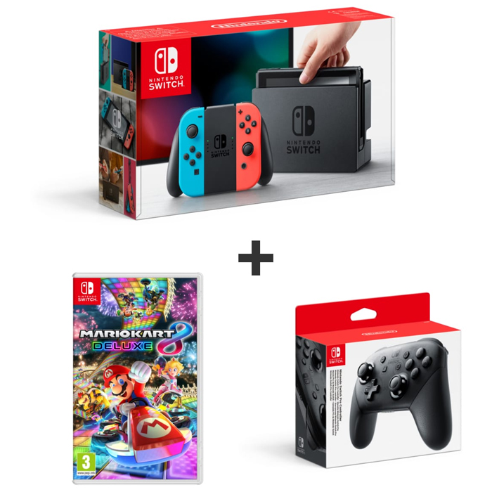 Nintendo-Switch-Néon-Mario-Kart-8-Deluxe-Manette-Pro-Switch