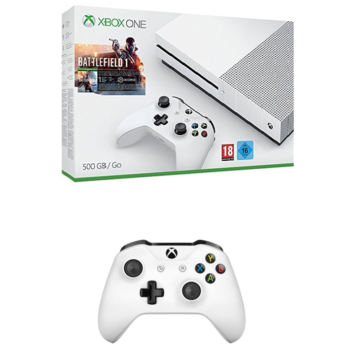 Pack-Xbox-One-S-500-Go-2-manettes-Battlefield-1