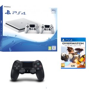ps4-slim-blanche-3-manettes-avec-overwatch-pas-cher
