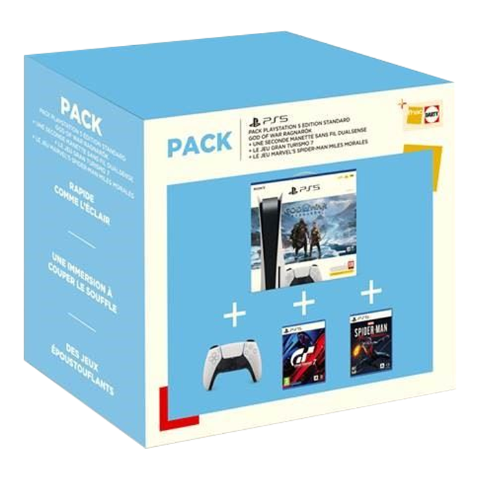 pack fnac console ps5 god of war spiderman 2 manettes visuel produit