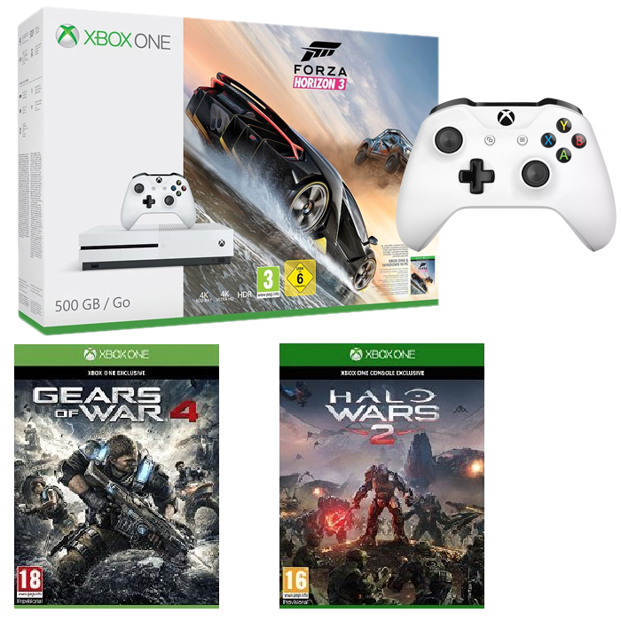 Pack-Xbox-One-S-2-manettes-Forza-Horizon-3-ou-FIFA-17-Halo-Wars-2-Gears-of-War-4