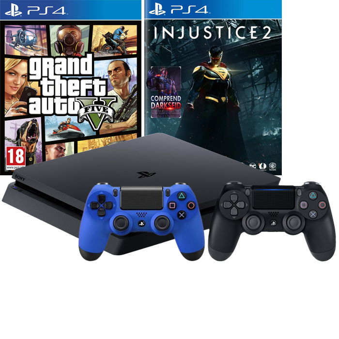 PS4-Slim-Noire-500-Go-2-manettes-GTA-5-Injustice-22