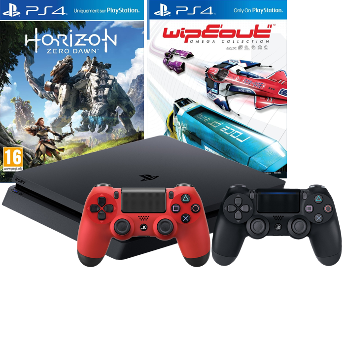 PS4-Slim-Noire-500-Go-2-manettes-Horizon-Zero-Dawn-wipeout1
