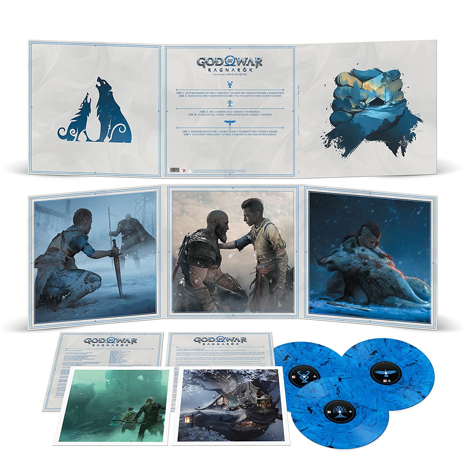 vinyles bleus god of war ragnarok artwork