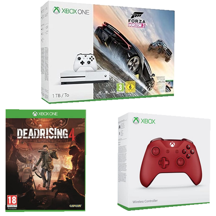 PACK XBOX ONE S 1 TO + 2 JEUX + 2 MANETTES (PLUSIEURS MODÈLES DISPONIBLES)
