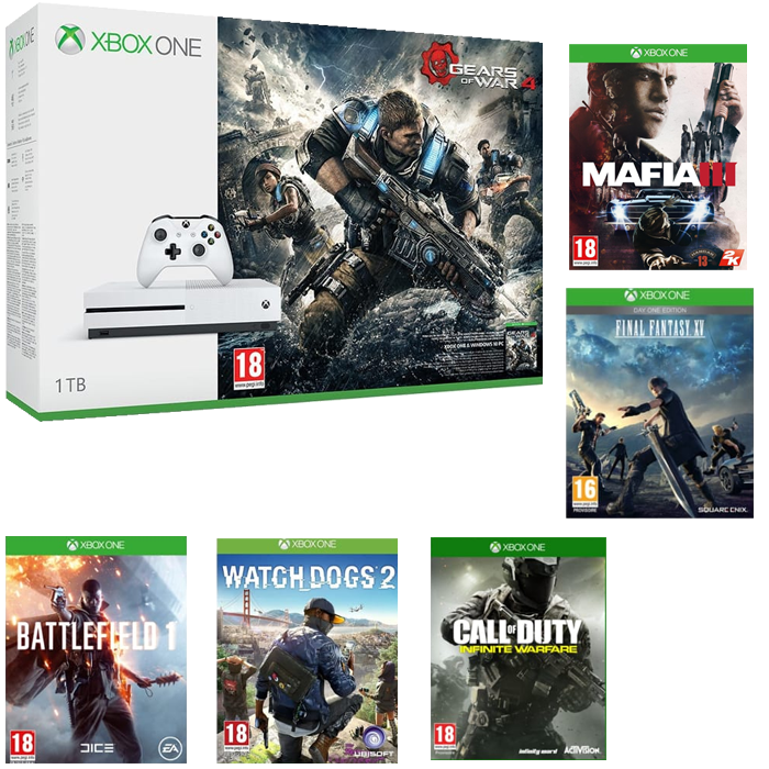 Pack Xbox One S avec plusieurs jeux 1To + 6 jeux