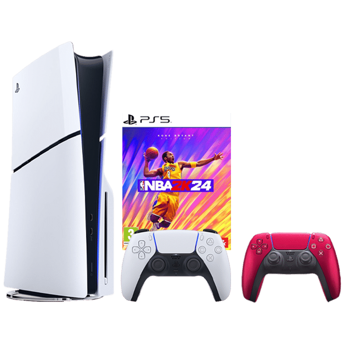pack ps5 slim standard + 2 manettes + NBA 2K24 visuel produit