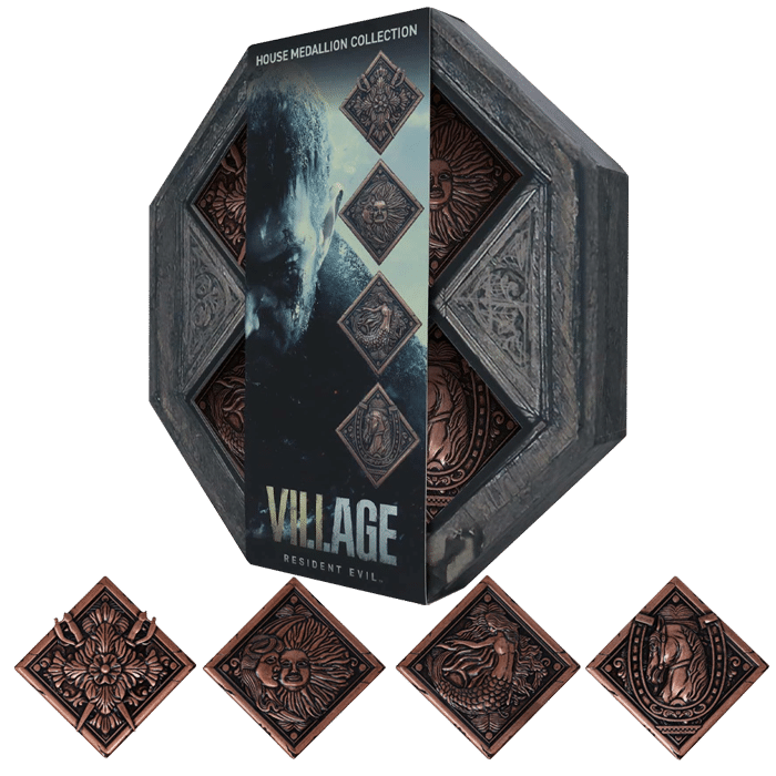 set 4 médaillons resident evil village edition limitée visuel produit