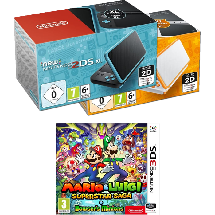 Pack Nintendo 2DS XL (Noire ou Blanche) + Mario & Luigi Superstar Saga