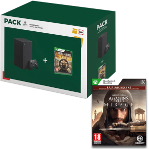 console xbox series x avec assassin's creed mirage deluxe skull and bones visuel produit