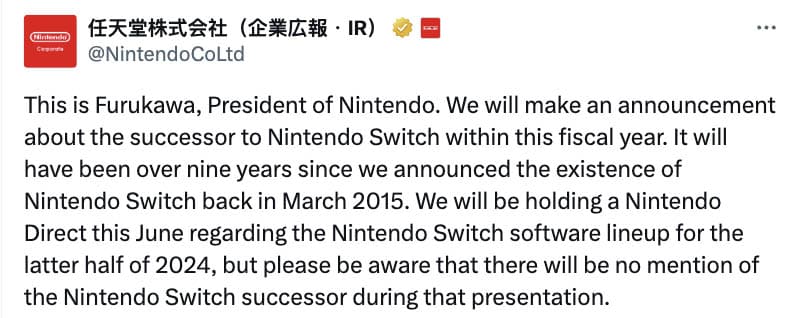 capture nouvelle console nintendo direct 2024