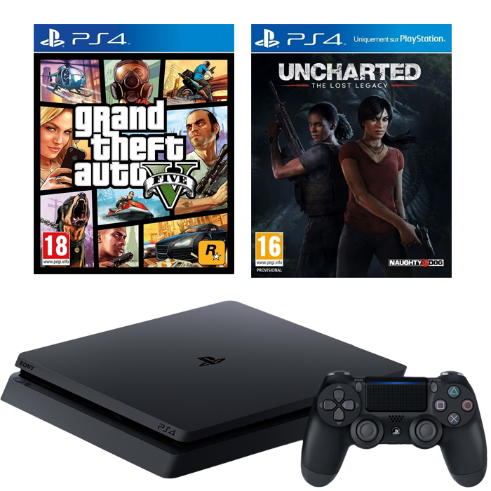 bon plan ps4 slim + gta 5 + uncharted the lost legacy