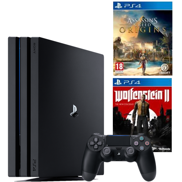 bon plan ps4 pro + 2 jeux assassin's creed origins wolfenstein 2