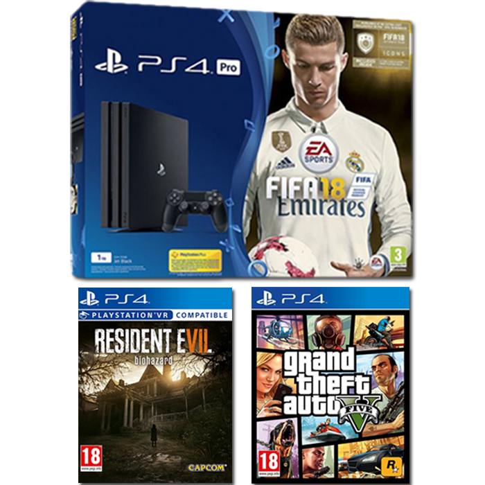 pack ps4 pro fifa 18 gta 5 resident evil 7