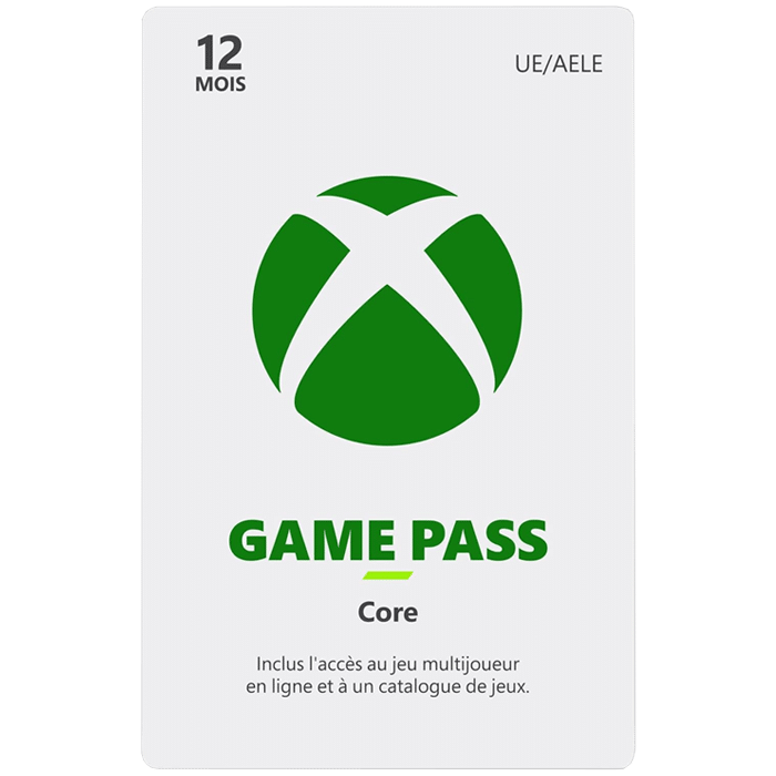 abonnement xbox game pass core 12 mois visuel produit