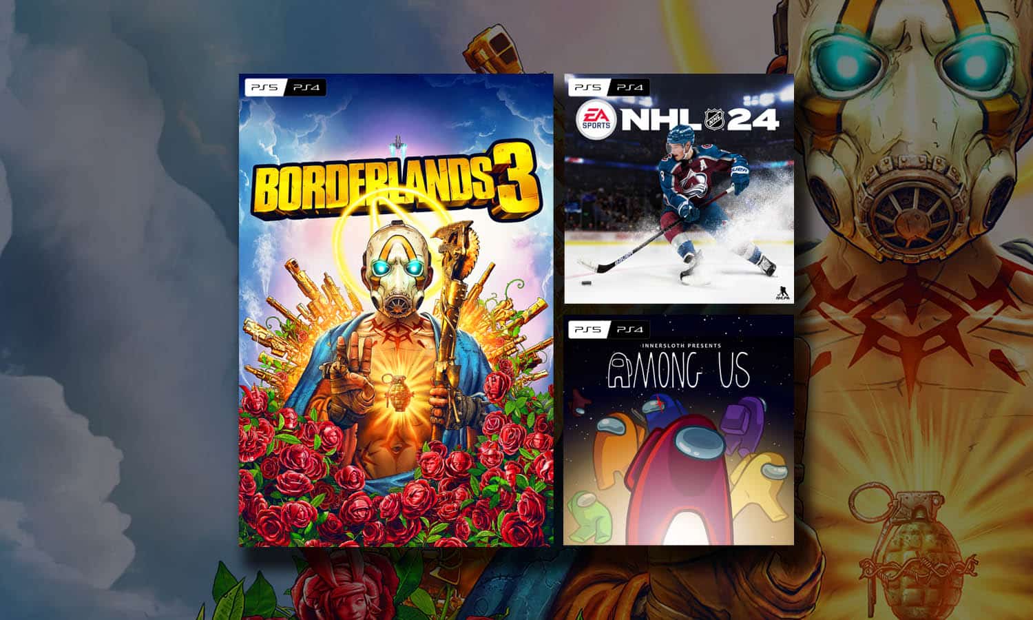 SLIDER Jeux gratuits PS Plus Juillet 2024 - Borderlands 3, Among Us et NHL 24