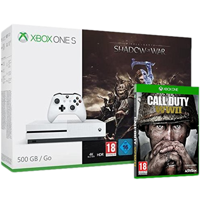 Pack Console Xbox One S 500Go L'Ombre de la Guerre shadow of war + Cod World War 2