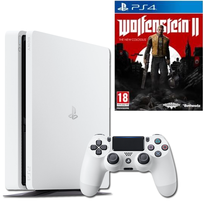 bon plan pack ps4 slim blanche + wolfenstein 2