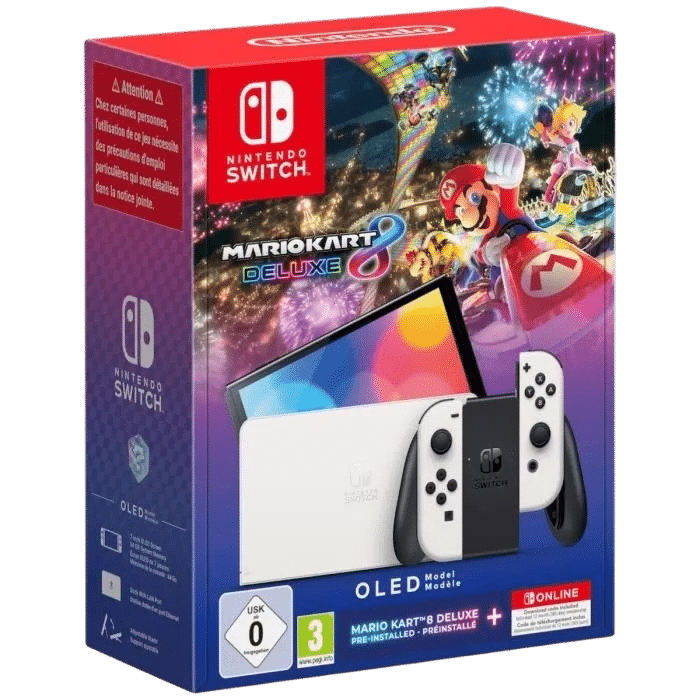 bundle switch oled blanche mario kart 8 deluxe visuel produit