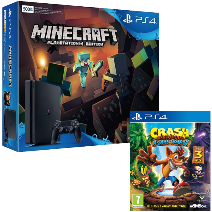 bon plan pack ps4 slim crash bandicoot minecraft