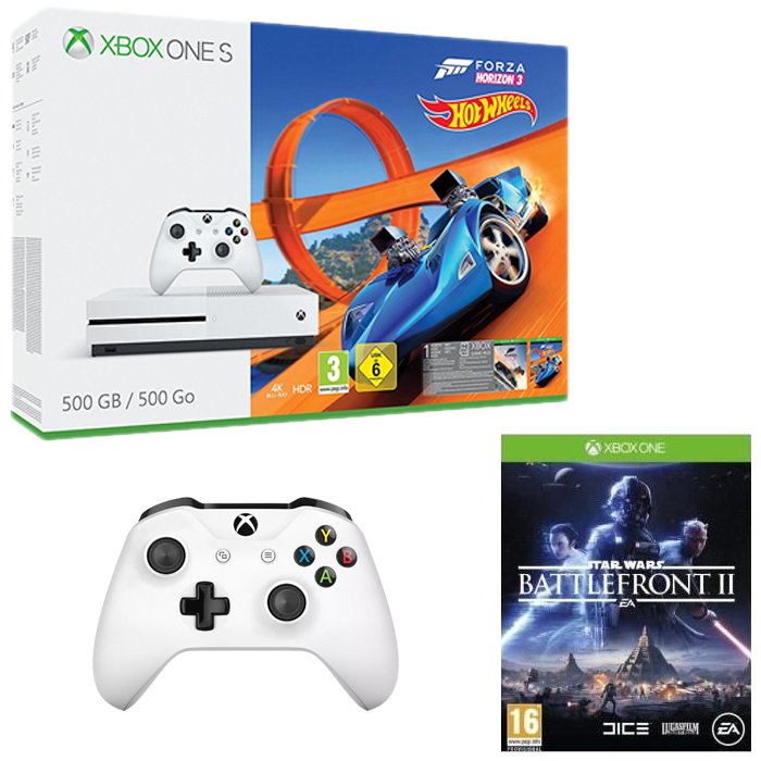 xbox one s 2 manettes star wars battlefront 2 forza horizon hot wheels