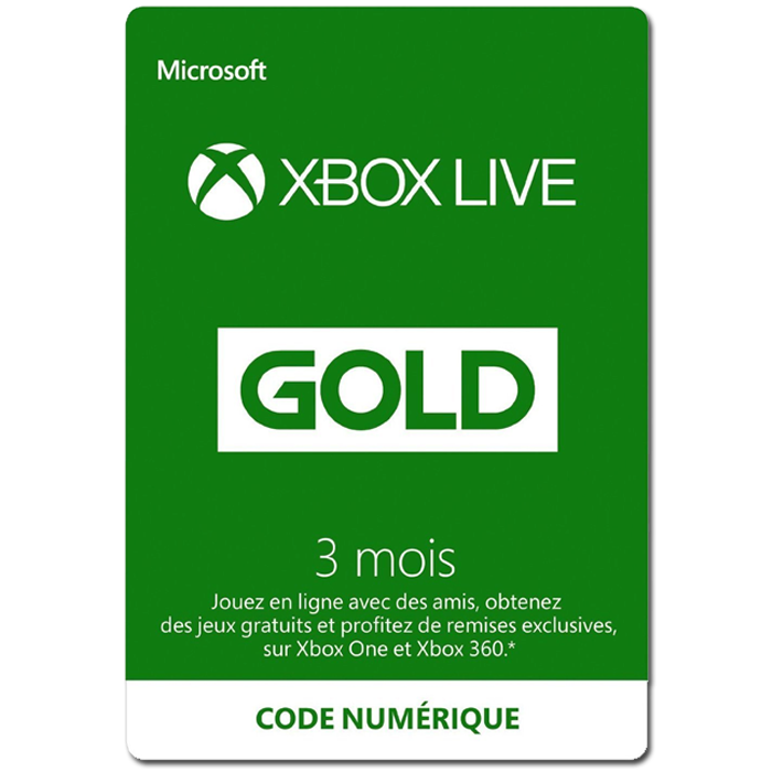 abonnement xbox live gold 3 mois pas cher
