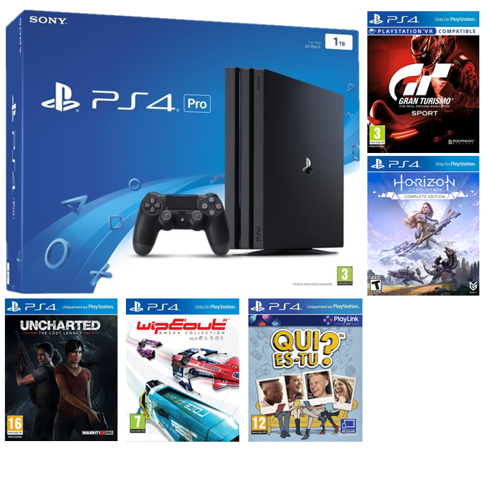 SUPER PACK PS4 PRO + 5 JEUXSUPER PACK PS4 PRO + 5 JEUX