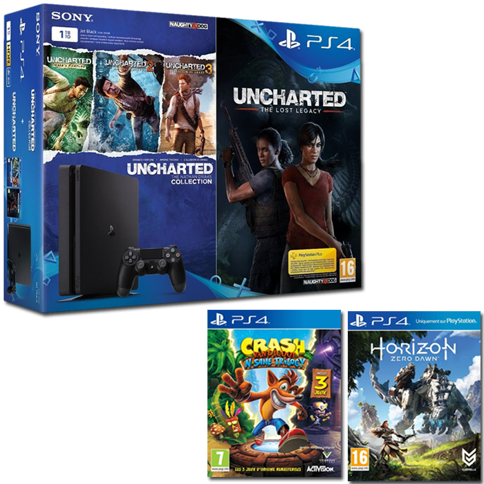 super pack 6 jeux ps4 slim 1 To uncharted horizon zero dawn crash bandicoot n sane trilogy