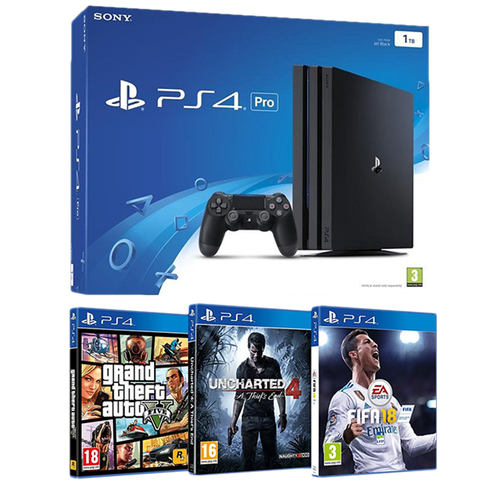 pack ps4 pro fifa 18 gta 5 uncharted 4