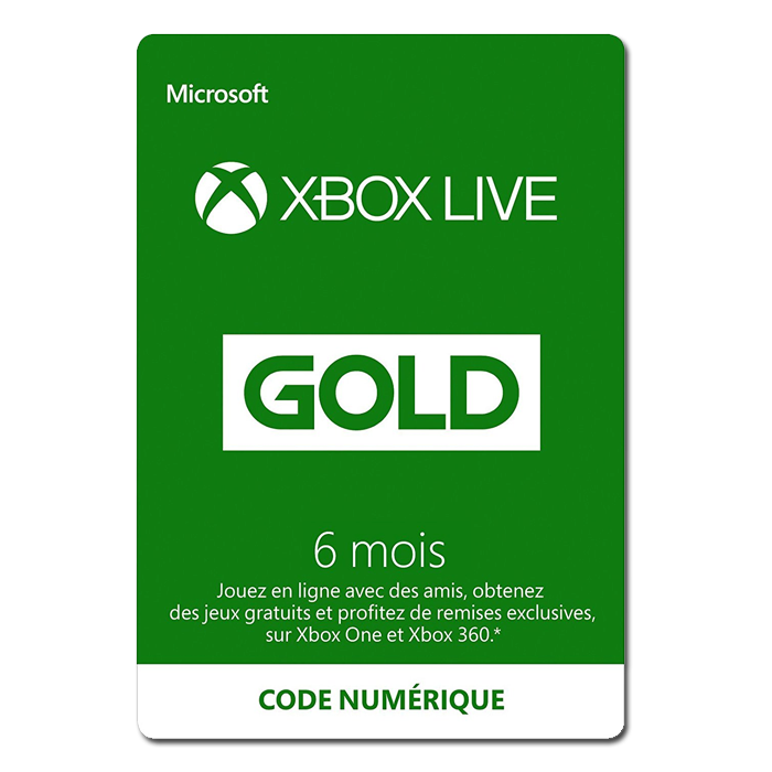 Abonnement Xbox Live Gold 6 mois pas cher