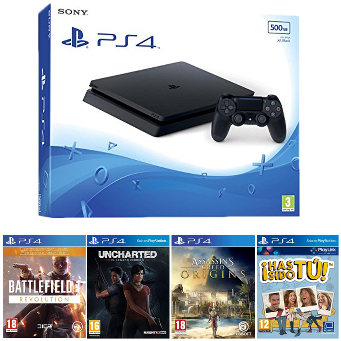 ps4 slim 500 go assassin's creed origins cod ww2 uncharted the lost legacy battlefield 1 revolution qui es tu