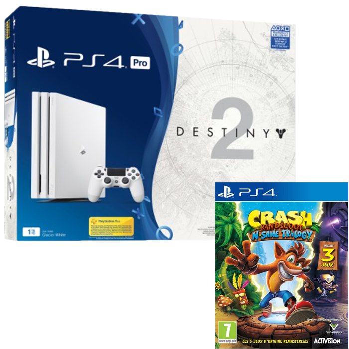 Pack-PS4-Pro-Blanche-pas-cher-Destiny-2-Deluxe-Edition crash bandicoot