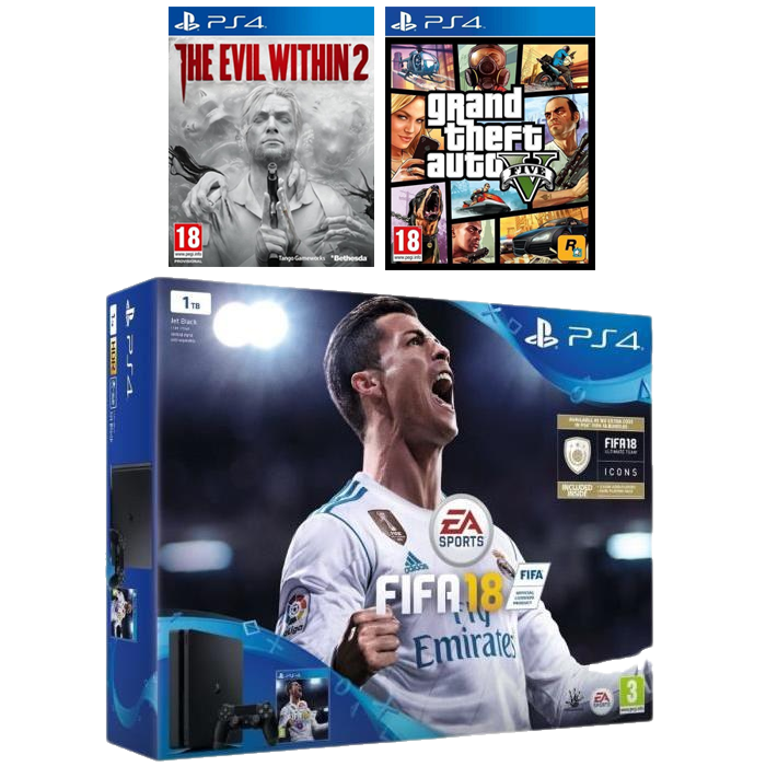 ps4 slim fifa 18 gta 5 evil within 2