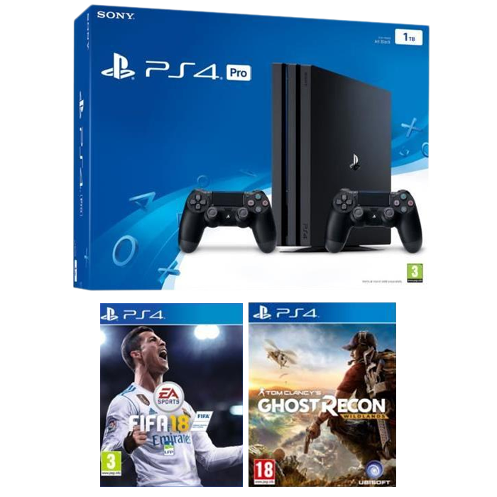 ps4 pro 2 manettes fifa 18 ghost recon wildlands