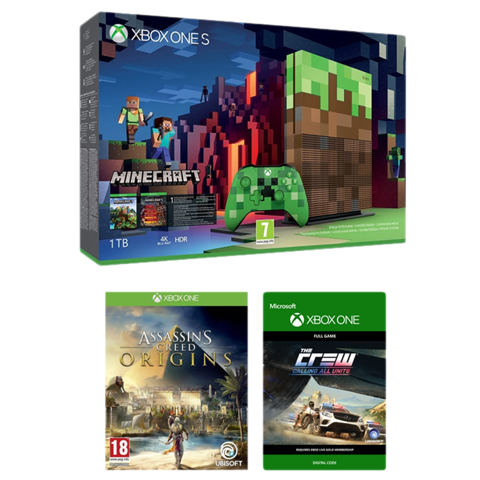 bon plan xbox one s minecraft edition assassin's creed origins the crew