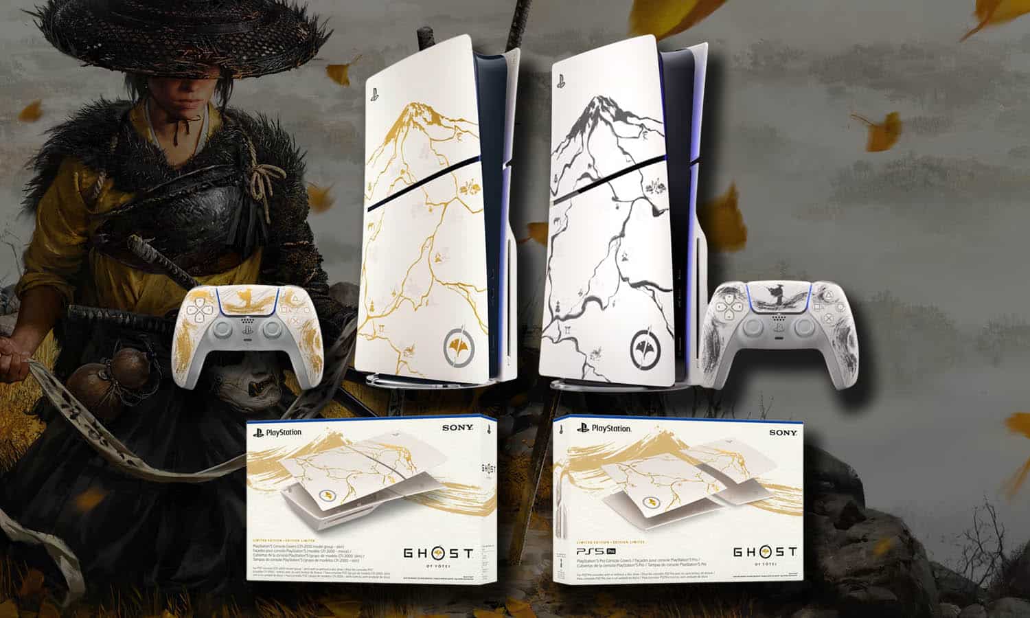 SLIDER ps5 manettes consoles façades ghost of yotei