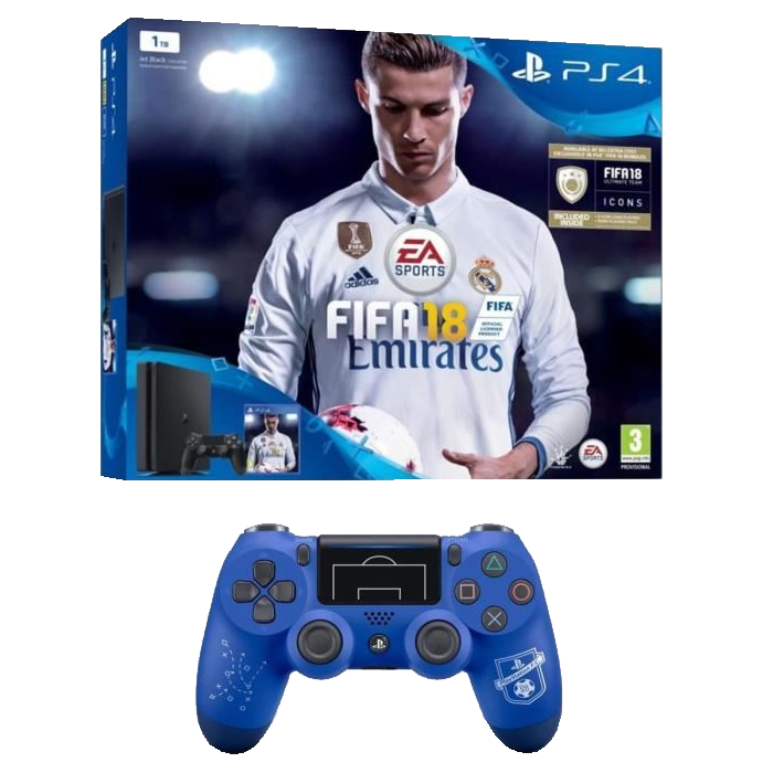 ps4 slim 1 To fifa 18 + 2 manettes playstation football club