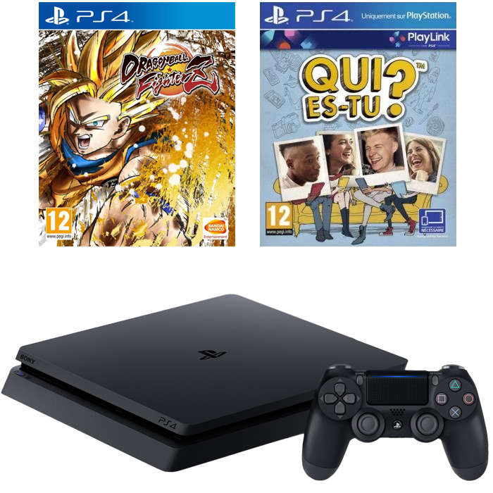 PS4 Slim 500 Go + dragon ball fighterz + Qui es-tu?